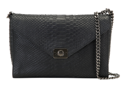 Reversible Python Embossed Delphine, Leather, Black/Grey, DB, 3*